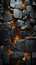Abstract Cracked Rock Texture with Glowing Lava Cracks