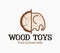 Abstract creative concept wood toys logo with wooden elephant. From log to elephant toy idea. Design for print, emblem, t-shirt,