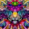 Abstract creative illustration with colorful tiger