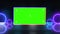 Abstract creative metal stage and led, neon blank billboard, border. Video mock up for advertisement, green screen alpha channel a