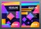 Abstract creative templates. Covers with geometric design. Bright gradients and shapes on dark background. Trendy vector