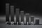 Abstract crisis 3d bar chart made in black color over shades of gray