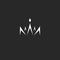 Abstract crown logo in the style monogram, black and white lines logotype with the tiara gem princess or beauty queen