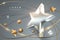 Abstract crystal star with golden elements background