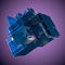 Abstract cube made of blue color plates on a purple background. 3d rendering. Innovative impressive technologies