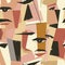 Abstract Cubist Faces Collage in Warm Tones