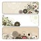 Abstract cute horizontal floral banners