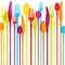 Abstract Cutlery Background With Rainbow Colors Square