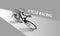 Abstract cyclist on the road. Polygonal cycling banner. Cycle racing low poly sport background.