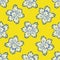 Abstract daffodil flowers vector seamless pattern background. Backdrop of bright yellow blue mix of flower heads