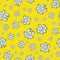 Abstract daffodil flowers vector seamless pattern background. Bright yellow blue mix of flower heads backdrop. Hand