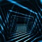 Abstract dark 3d interior with blue night light beams