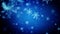 Abstract dark blue Christmas background of defocused snowflakes