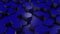 Abstract dark blue hexagons background random motion, 3d  animation, cloth material