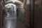 Abstract dark industrial interior, underground military bunker