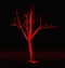 Abstract dark landscape with red horror tree