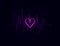 Abstract dark purple heart beats on dark background