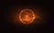 Abstract Dark Sphere with Orange Shining Orbit.