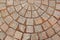 Abstract decorative brick patterned patio