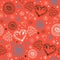 Abstract decorative seamless background with hearts. Endless doodle pattern. Ornamental cute texture. Modern wallpapers in stylish