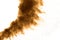 Abstract deep brown dust explosion on white background.