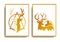 Abstract Deer Poster Design, Elegant and Luxury Design, gold color and white background