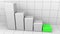 Abstract descending chart with green last bar. Business decline or crisis concepts. 3D rendering