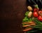 Abstract design background vegetables on wooden