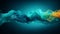 Abstract Design Banner With Teal Ink Swirling In Water