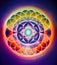Abstract design of chakra, astral, spiritual energy field. Meditation chakra mandala flower