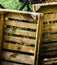 Abstract developed picture of two old ugly empty cheap wooden boxes