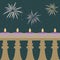 Abstract dewali design with candles on the crossbar and salute on beautiful color background