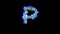 Abstract dichroic font - blue letter P on black background, isolated - object 3D rendering