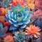 Abstract Digital Collage of Succulents and Cacti in Mesmerizing Display