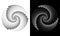 Abstract  digits ONE and ZERO in spiral over black and white background. Big data concept, icon logo or tattoo. The numbers 1 and