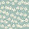 Abstract ditsy flowers seamless pattern on green background. Floral ornament