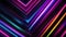 abstract diverging neon lines isolated on black background. Digital techno wallpaper for design, 3D rendering,