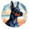 Abstract Doberman Pinscher Illustration With Tonalism Style