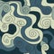Abstract doodle blue swirl seamless pattern.