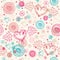 Abstract doodle seamless background with hearts. Romantic scribble pattern