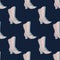 Abstract doodle seamless pattern with pink colored women elegance shoes print. Navy blue background