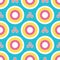 Abstract dotty target circles. Vector pattern seamless background. Hand drawn textured style. Polka dot stripes graphic