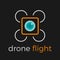 Abstract drone with camera, vector simple and stylized logo