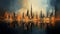 Abstract Dubai City Painting With Modern Tones