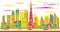 Abstract Dubai Skyline with Color Buildings.