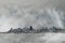 Abstract dull city background with gray clouds and mock up place.