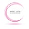 Abstract dynamic vortex circle of pink lines on a white background. Rounded pink frame.