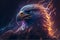 Abstract eagle with thunder effect, neon colors, digital art, wallpaper