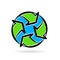 Abstract eco environment recycle icon planet earth concept.