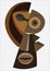 Abstract Egyptian pharaoh mask illustration totem pole flat low poly African tribal